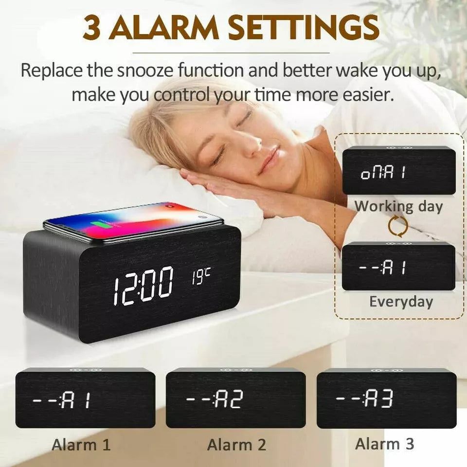 Hometecture™ Wooden Digital Alarm Clock