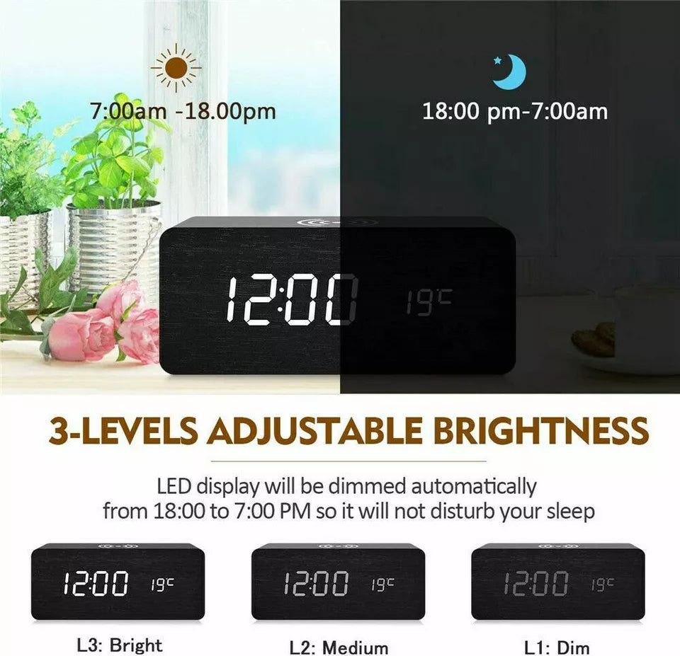 Hometecture™ Wooden Digital Alarm Clock