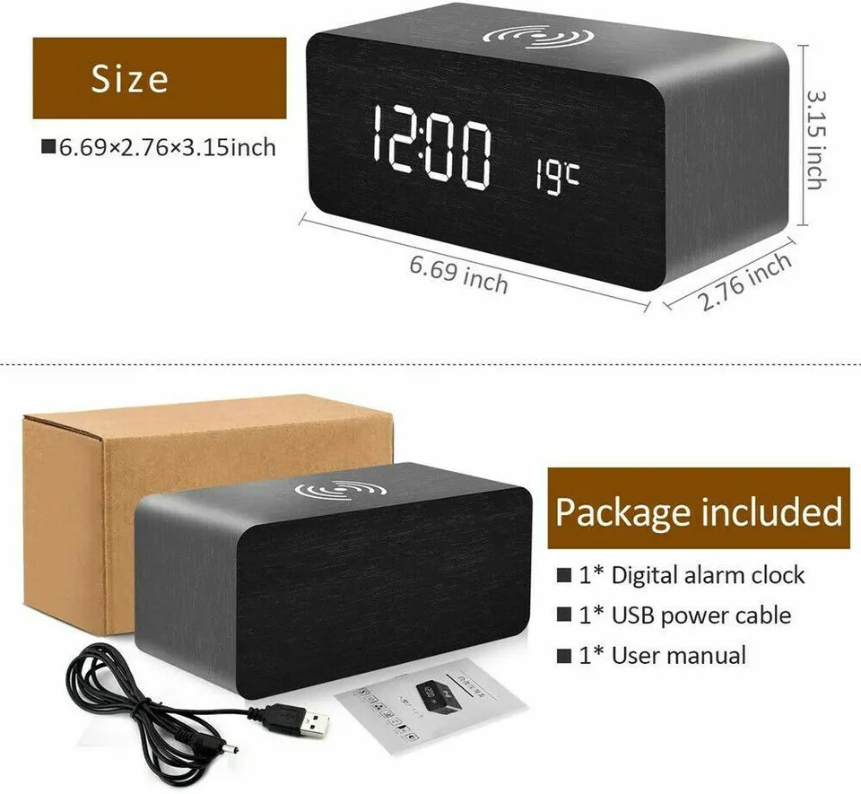 Hometecture™ Wooden Digital Alarm Clock