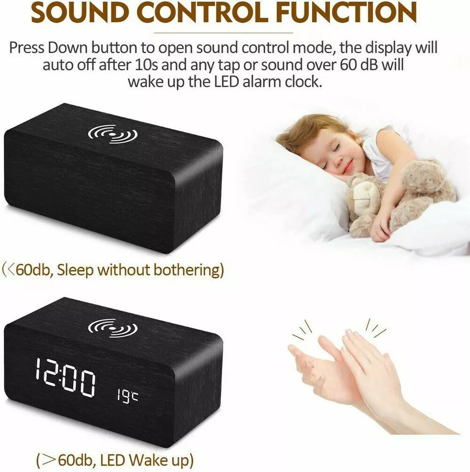 Hometecture™ Wooden Digital Alarm Clock