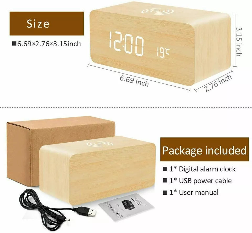 Hometecture™ Wooden Digital Alarm Clock