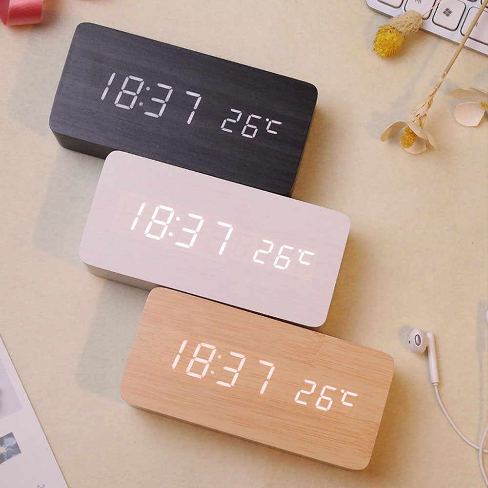 Hometecture™ Wooden Digital Alarm Clock